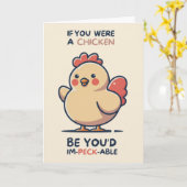 Happy Anniversary Cute Funny Simple Chicken Card カード (黄色い花)