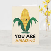 Happy Anniversary Cute Funny Simple Corn Card カード (黄色い花)