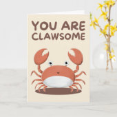 Happy Anniversary Cute Funny Simple Crab Card カード (黄色い花)