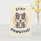 Happy Anniversary Cute Funny Simple Dog Card カード (黄色い花)