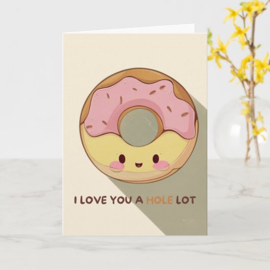 Happy Anniversary Cute Funny Simple Donut Card カード (黄色い花)