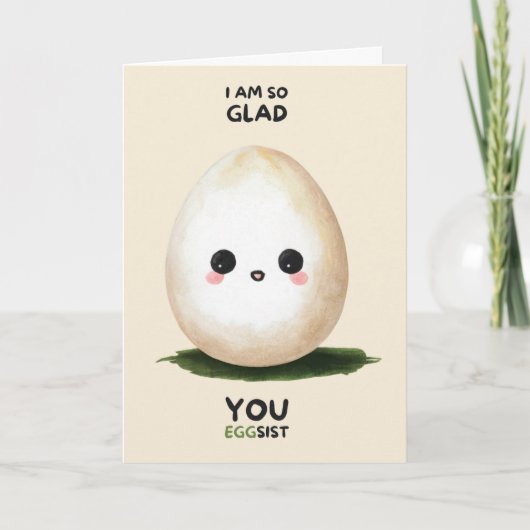 Happy Anniversary Cute Funny Simple Egg Card カード (正面)