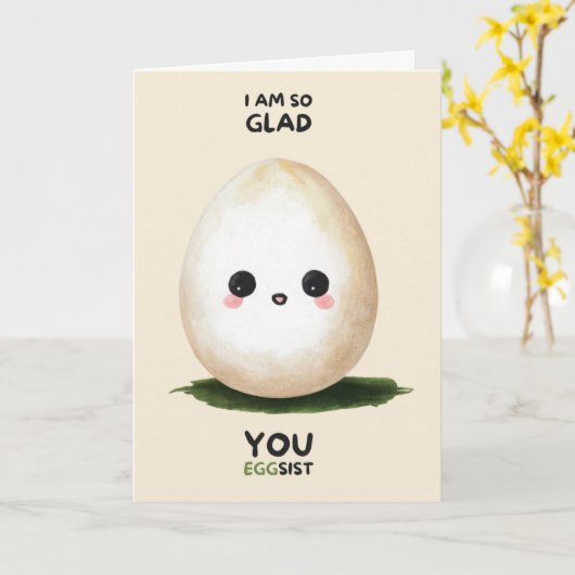 Happy Anniversary Cute Funny Simple Egg Card カード (黄色い花)