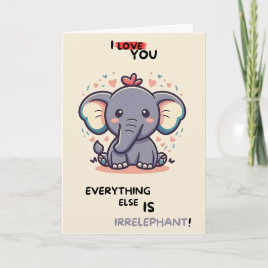 Happy Anniversary Cute Funny Simple Elephant Card カード (正面)