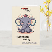 Happy Anniversary Cute Funny Simple Elephant Card カード (黄色い花)