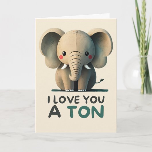 Happy Anniversary Cute Funny Simple Elephant Card カード (正面)