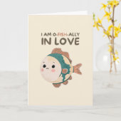 Happy Anniversary Cute Funny Simple Fish Card カード (黄色い花)
