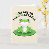 Happy Anniversary Cute Funny Simple Frog Card カード (黄色い花)
