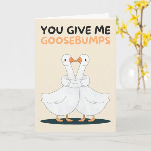 Happy Anniversary Cute Funny Simple Goose Card カード (黄色い花)
