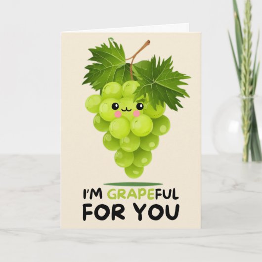 Happy Anniversary Cute Funny Simple Grape Card カード (正面)