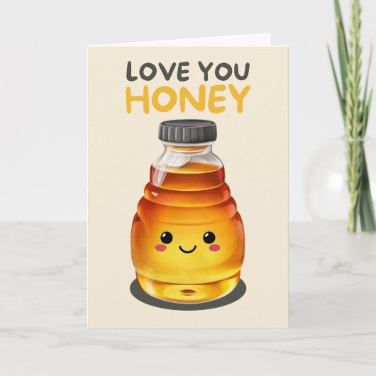 Happy Anniversary Cute Funny Simple Honey Card カード (正面)