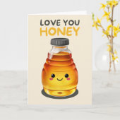 Happy Anniversary Cute Funny Simple Honey Card カード (黄色い花)