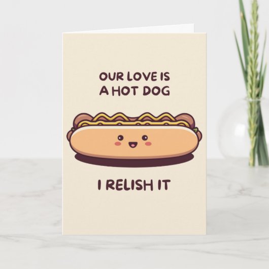 Happy Anniversary Cute Funny Simple Hotdog Card カード (正面)