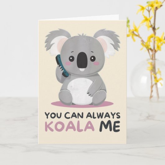 Happy Anniversary Cute Funny Simple Koala Card カード (黄色い花)