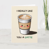 Happy Anniversary Cute Funny Simple Latte Card カード (正面)