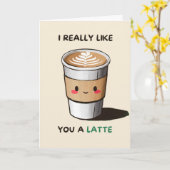 Happy Anniversary Cute Funny Simple Latte Card カード (黄色い花)