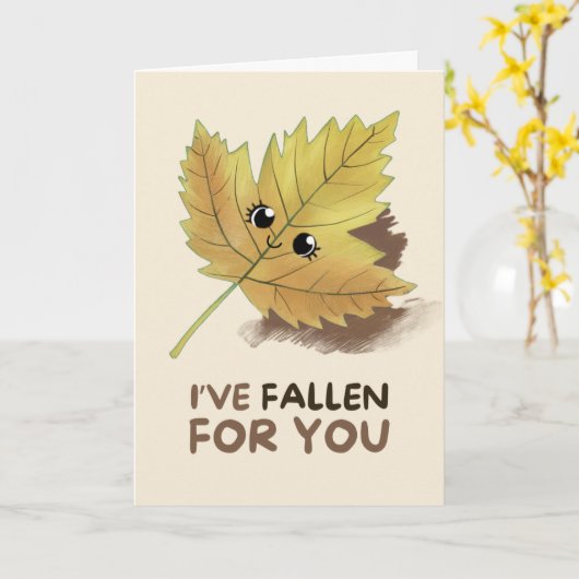 Happy Anniversary Cute Funny Simple Leaf Card カード (黄色い花)