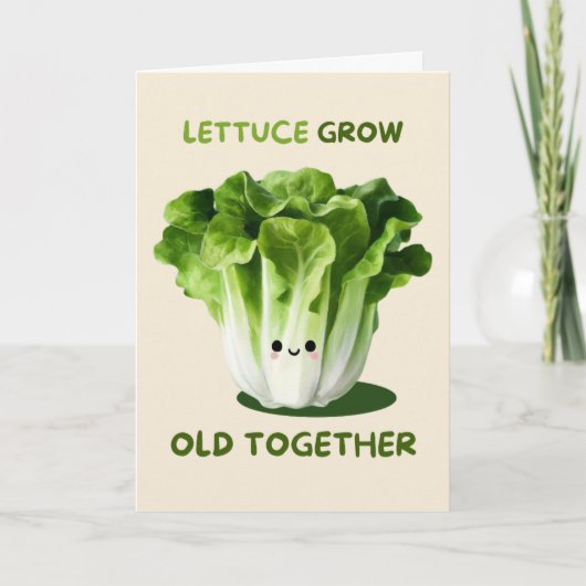 Happy Anniversary Cute Funny Simple Lettuce Card カード (正面)