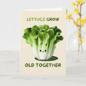 Happy Anniversary Cute Funny Simple Lettuce Card カード (黄色い花)