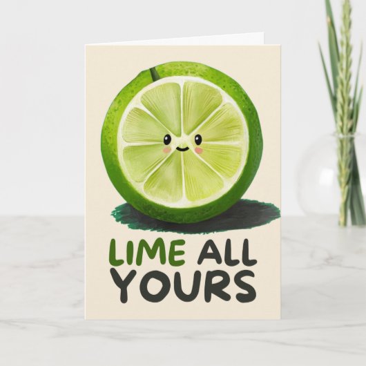 Happy Anniversary Cute Funny Simple Lime Card カード (正面)