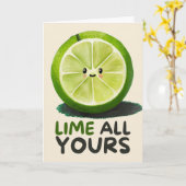 Happy Anniversary Cute Funny Simple Lime Card カード (黄色い花)