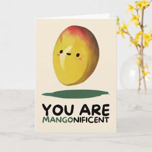 Happy Anniversary Cute Funny Simple Mango Card カード (黄色い花)