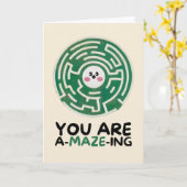 Happy Anniversary Cute Funny Simple Maze Card カード (黄色い花)