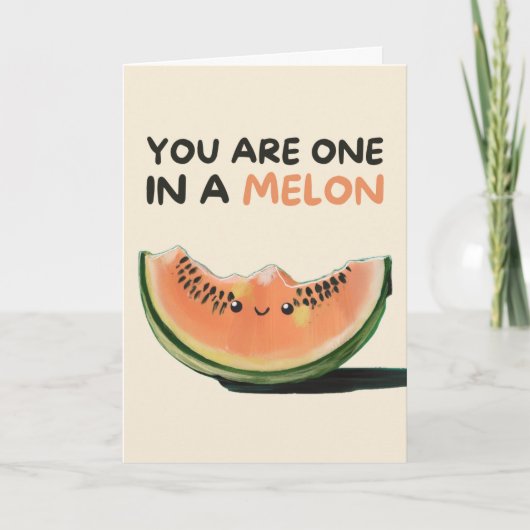 Happy Anniversary Cute Funny Simple Melon Card カード (正面)