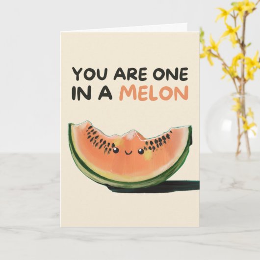 Happy Anniversary Cute Funny Simple Melon Card カード (黄色い花)