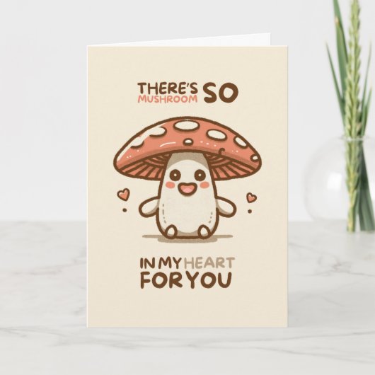 Happy Anniversary Cute Funny Simple Mushroom Card カード (正面)