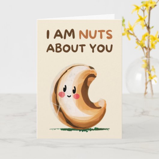 Happy Anniversary Cute Funny Simple Nut Card カード (黄色い花)