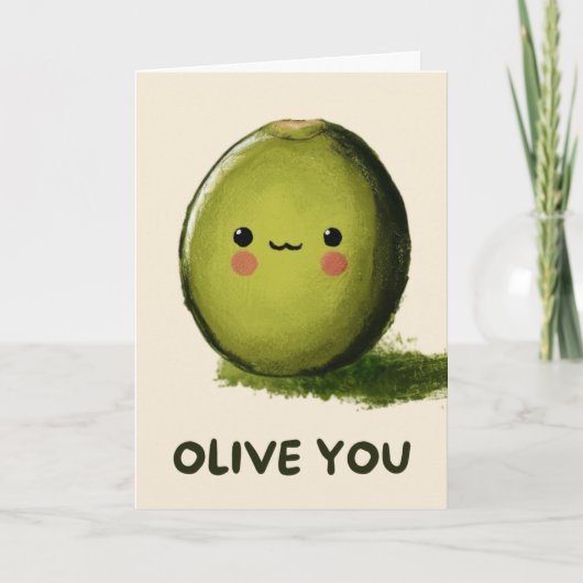 Happy Anniversary Cute Funny Simple Olive Card カード (正面)