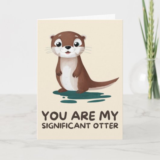 Happy Anniversary Cute Funny Simple Otter Card カード (正面)