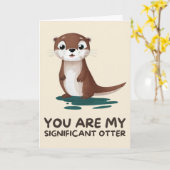Happy Anniversary Cute Funny Simple Otter Card カード (黄色い花)
