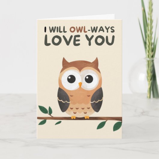Happy Anniversary Cute Funny Simple Owl Card カード (正面)