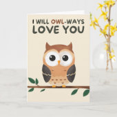 Happy Anniversary Cute Funny Simple Owl Card カード (黄色い花)