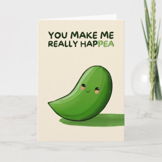 Happy Anniversary Cute Funny Simple Pea Card カード (正面)
