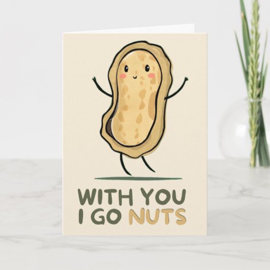 Happy Anniversary Cute Funny Simple Peanut Card カード (正面)