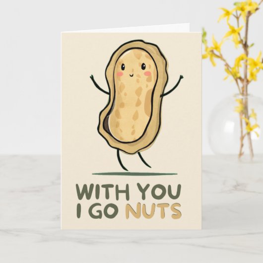 Happy Anniversary Cute Funny Simple Peanut Card カード (黄色い花)