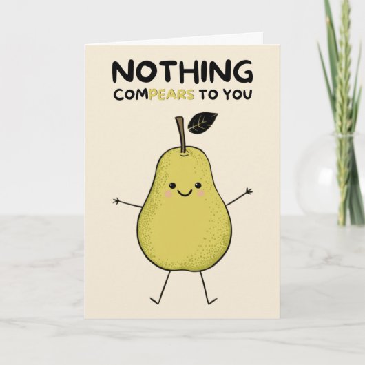 Happy Anniversary Cute Funny Simple Pear Card カード (正面)