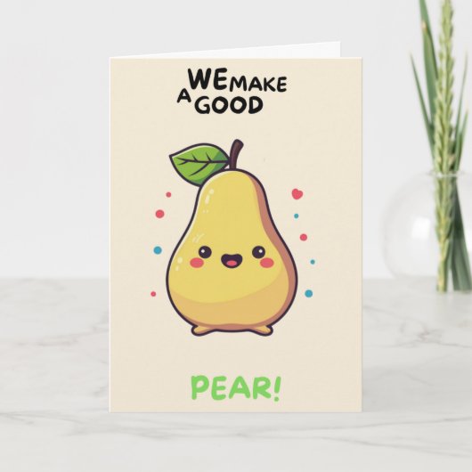 Happy Anniversary Cute Funny Simple Pear Card カード (正面)