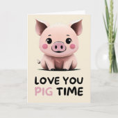 Happy Anniversary Cute Funny Simple Pig Card カード (正面)