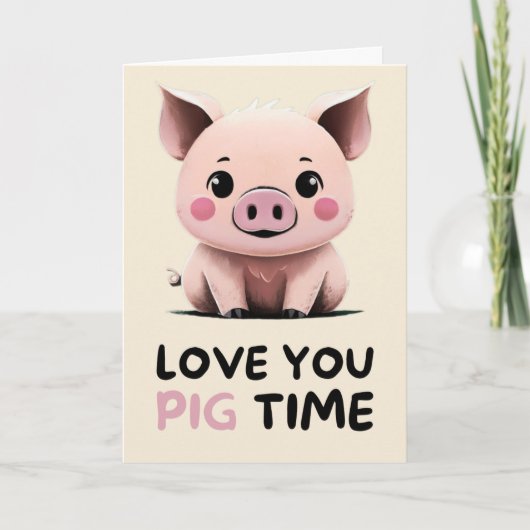 Happy Anniversary Cute Funny Simple Pig Card カード (正面)