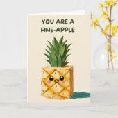Happy Anniversary Cute Funny Simple Pineapple Card カード (黄色い花)