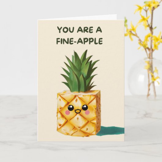 Happy Anniversary Cute Funny Simple Pineapple Card カード (黄色い花)