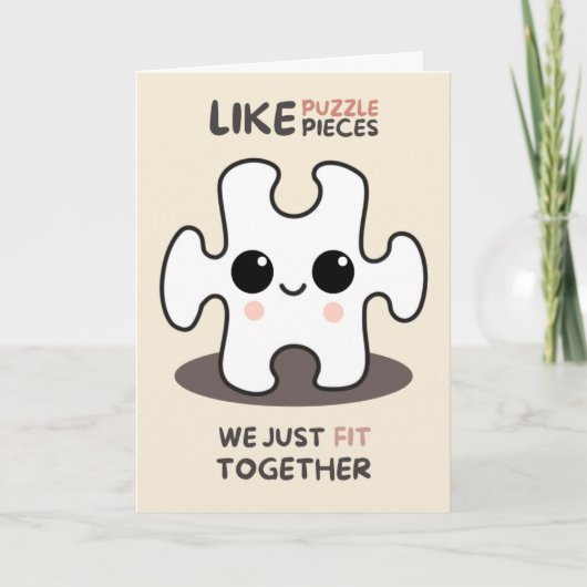 Happy Anniversary Cute Funny Simple Puzzle Card カード (正面)