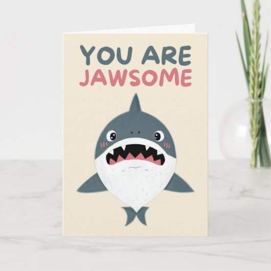 Happy Anniversary Cute Funny Simple Shark Card カード (正面)