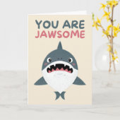 Happy Anniversary Cute Funny Simple Shark Card カード (黄色い花)