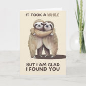 Happy Anniversary Cute Funny Simple Sloth Card カード (正面)