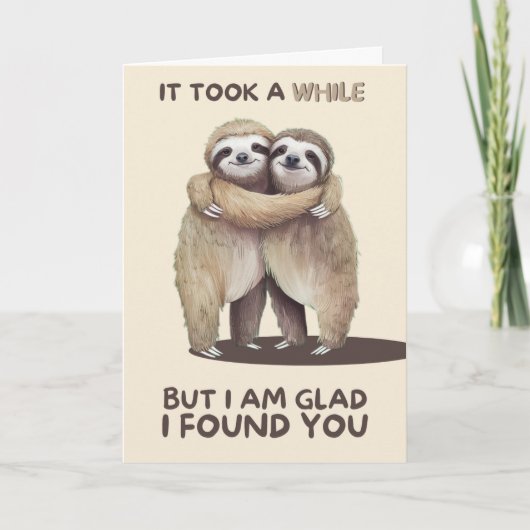 Happy Anniversary Cute Funny Simple Sloth Card カード (正面)